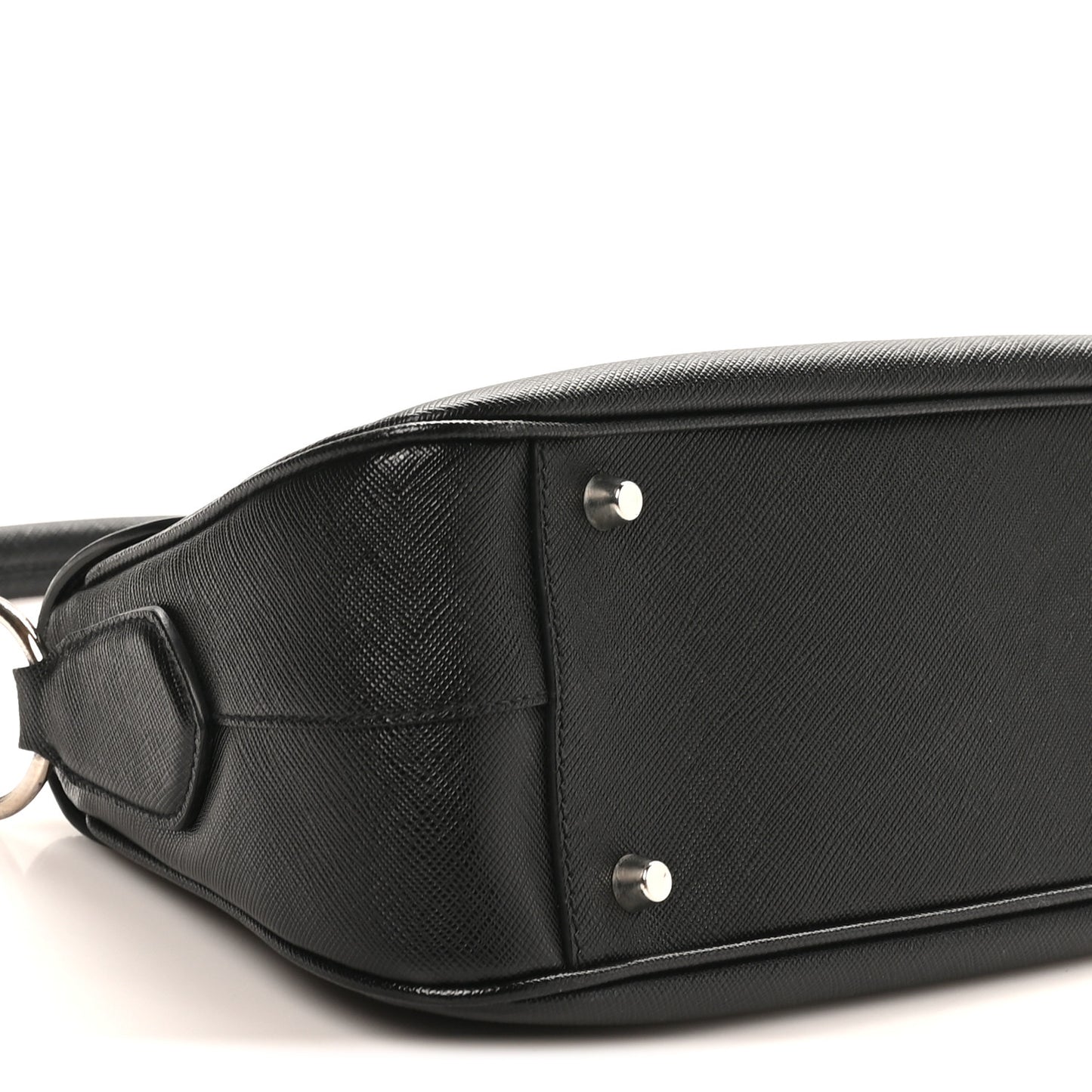 Saffiano Lux Pushlock Shoulder Bag Black