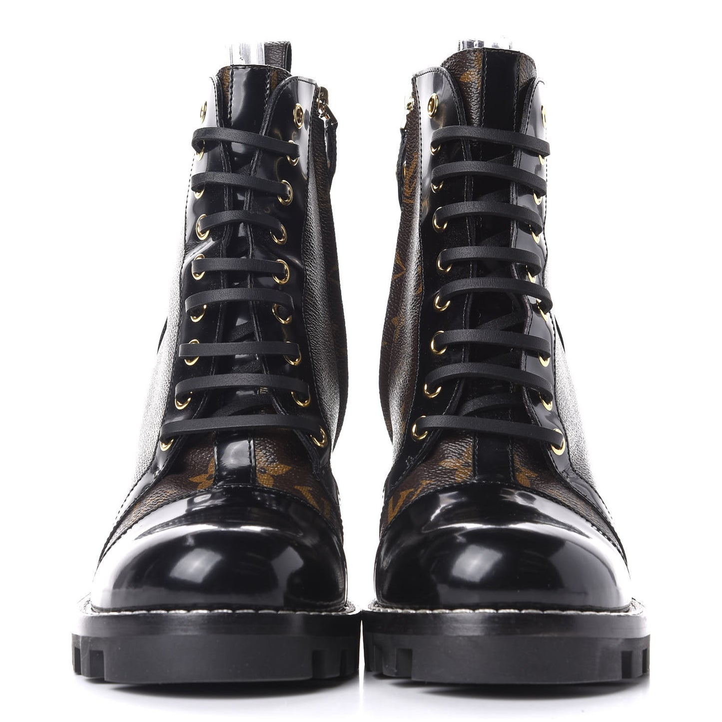 Patent Calfskin Monogram Star Trail Ankle Boots 40 Black