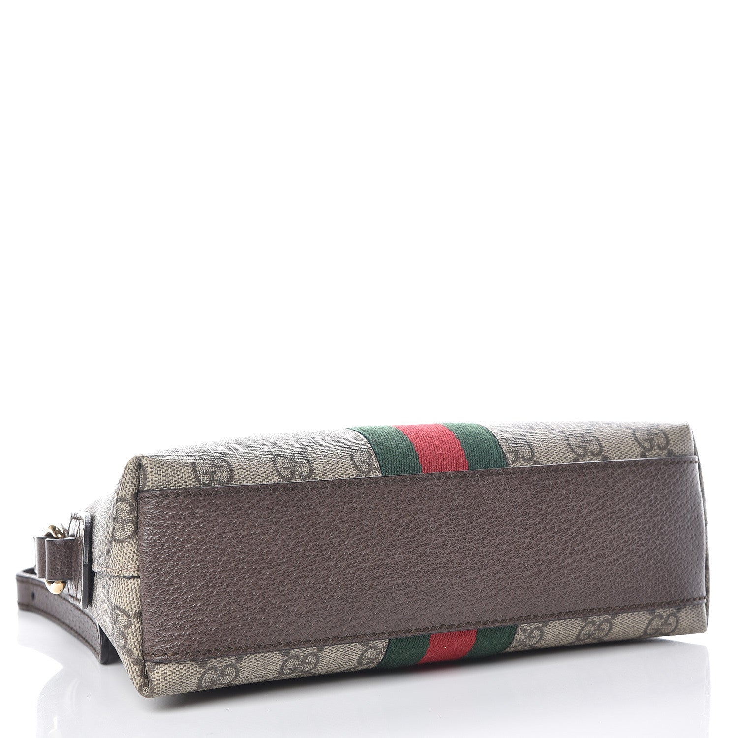 Gucci GG Supreme Monogram Textured Dollar Calfskin Web Small Ophidia Dome Shoulder Bag Beige Ebony New Acero 4 of 11