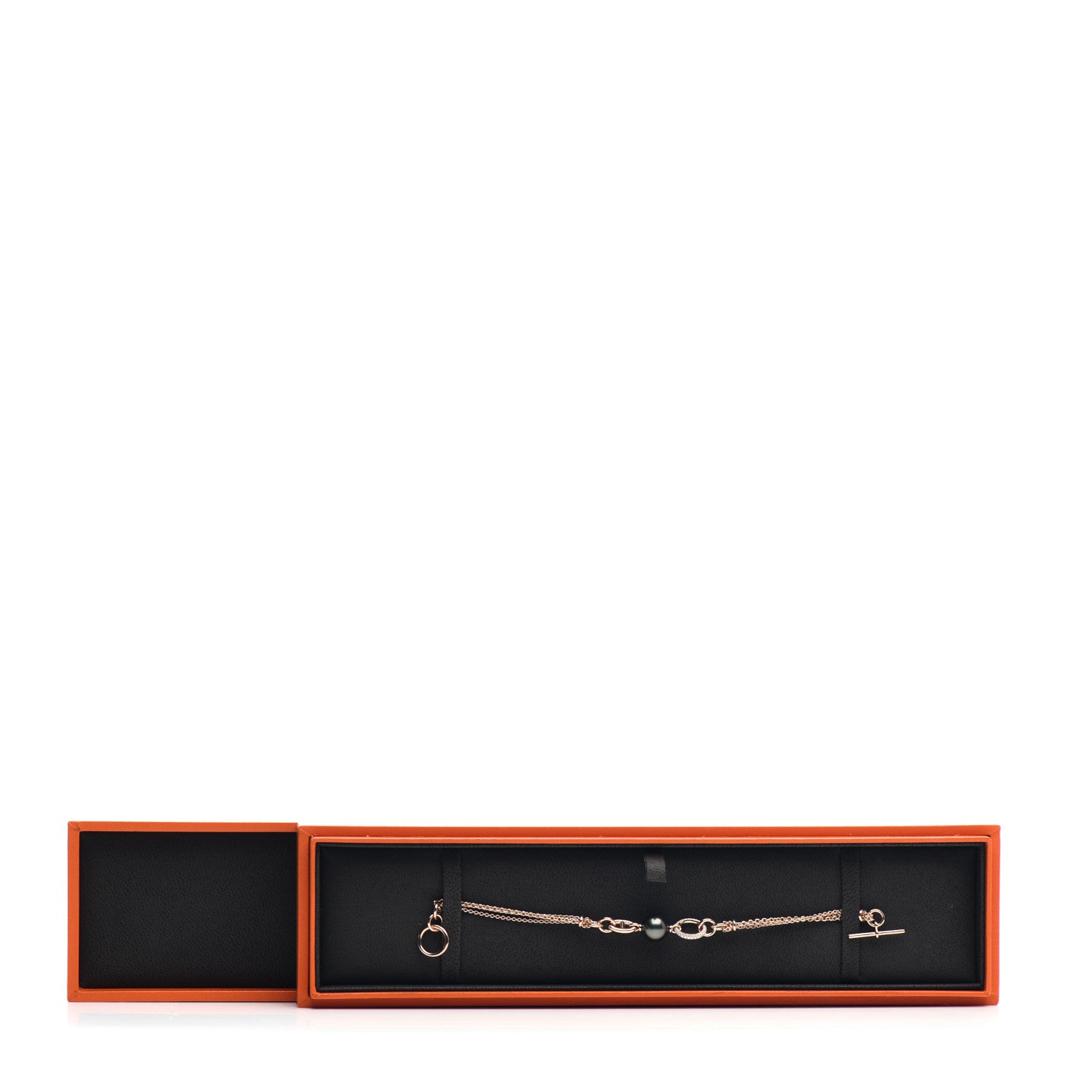Hermes 18K Rose Gold Diamond Black Tahitian Pearl Albertine Bracelet SH 5 of 5