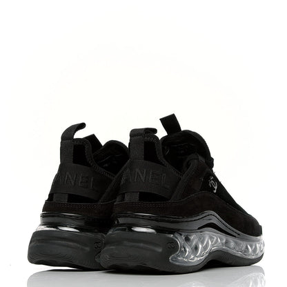 Chanel Suede Calfskin Velvet Grosgrain CC Sneakers 38 Black 3 of 4