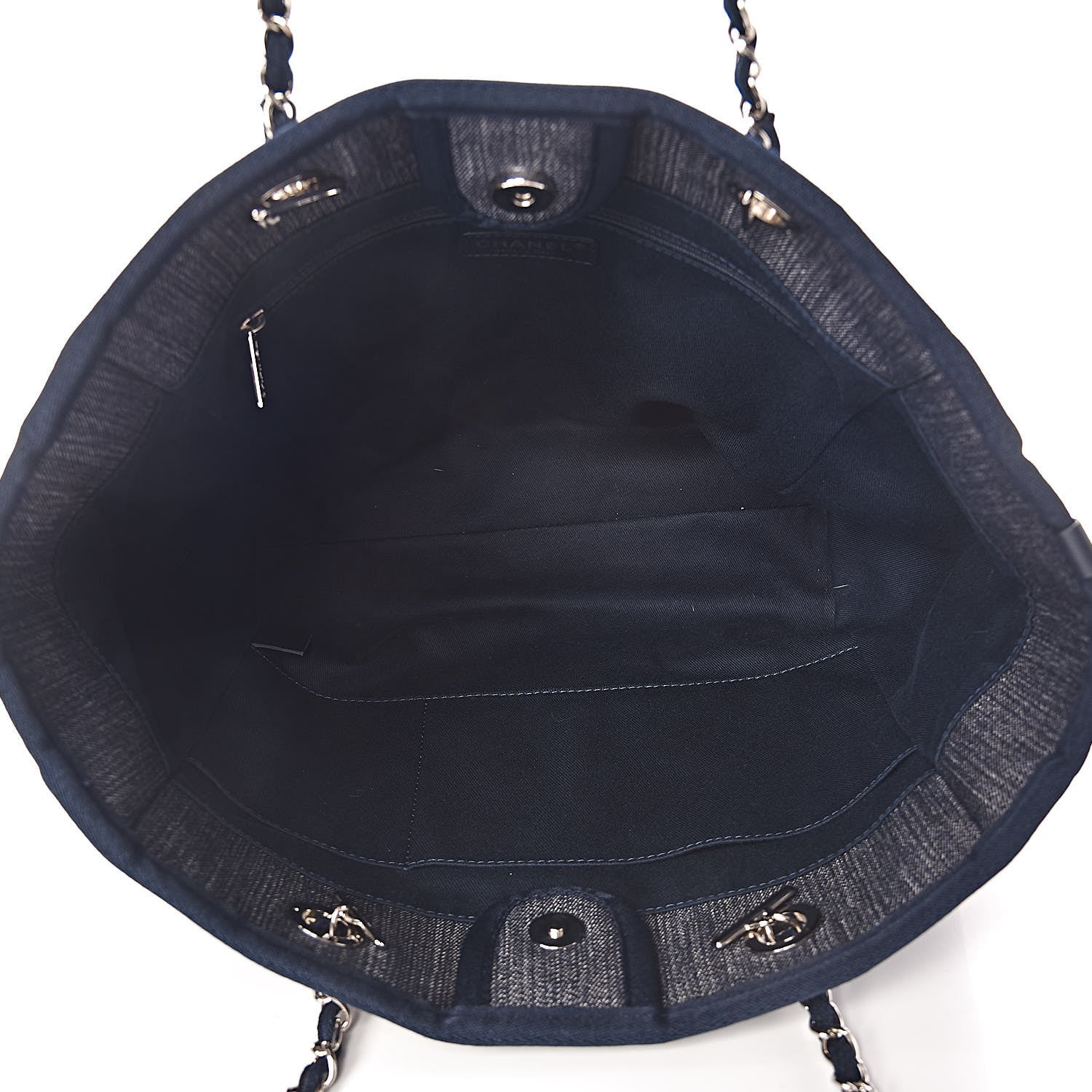 Chanel Denim Small Deauville Tote Dark Blue 5 of 11