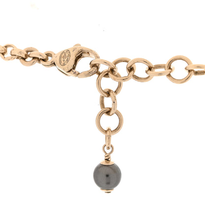 Chanel Pearl Resin Crystal Heart CC Pendant Chain Necklace Ruthenium Light Gold 4 of 4