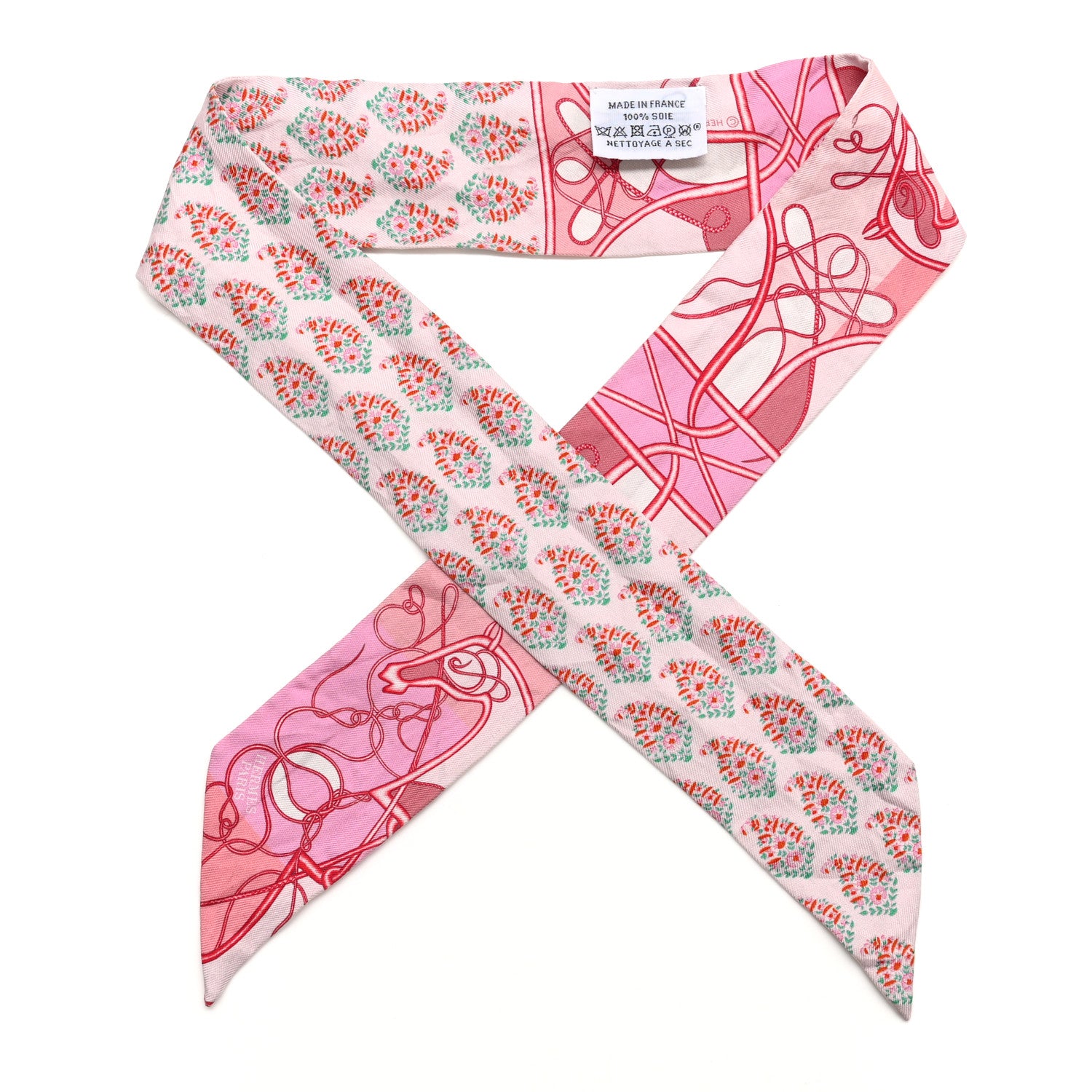 Hermes Silk Coup De Fouet Au Bloc Twilly Rose Nacre Turquoise 1 of 5