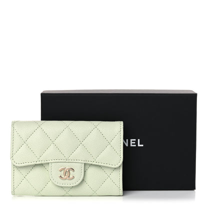 Chanel Caviar Quilted Flap Card Holder Wallet Light Green 9 of 9