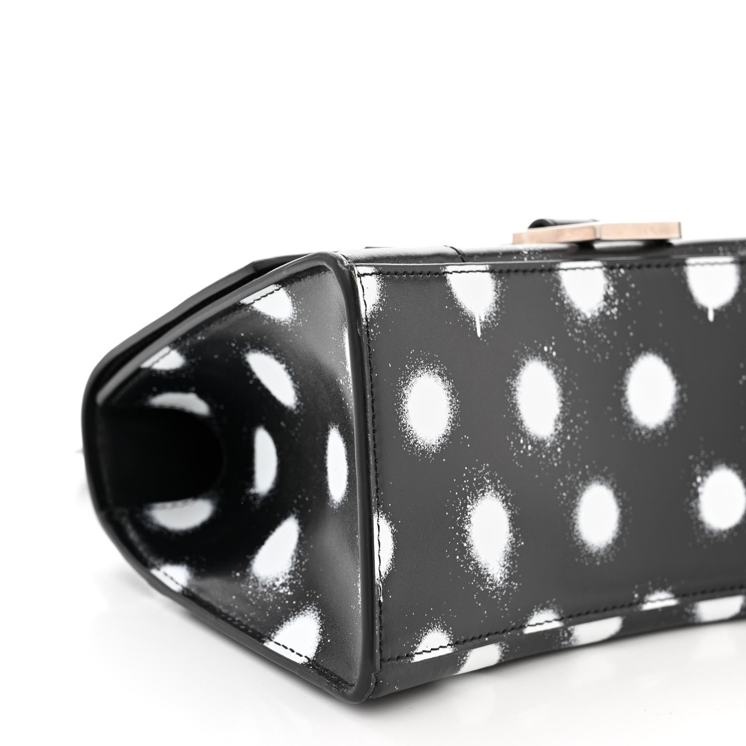 Balenciaga Smooth Calfskin Spray Polka Dot Small Hourglass Top Handle Bag Black White 9 of 10