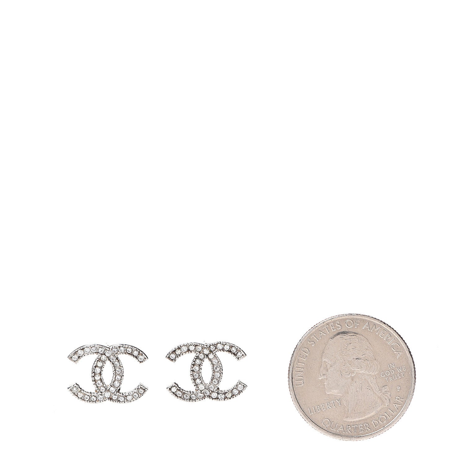Chanel Crystal CC Earrings Silver 2 of 5