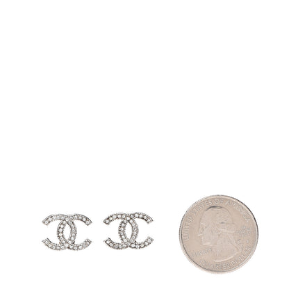Chanel Crystal CC Earrings Silver 2 of 5