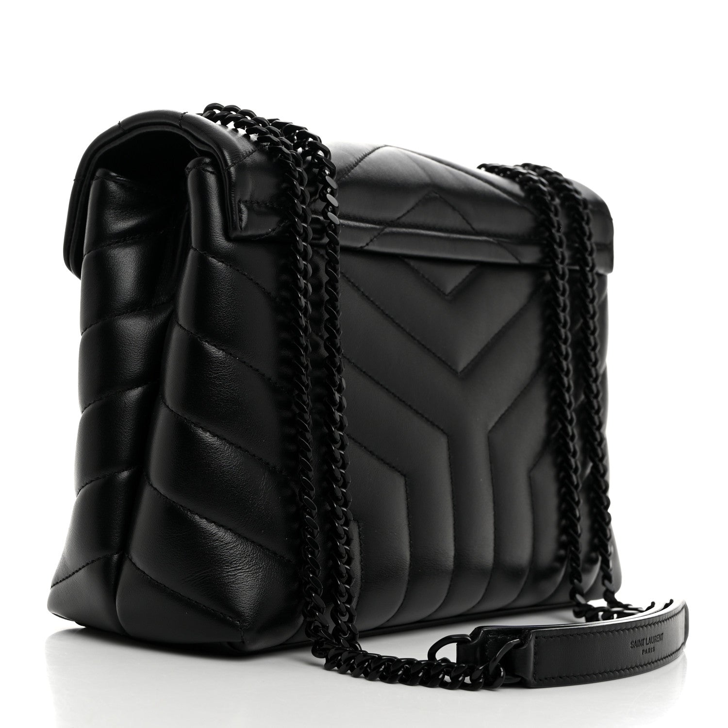 Saint Laurent Calfskin Y Quilted Monogram Monochrome Small Loulou Chain Satchel Black 2 of 10