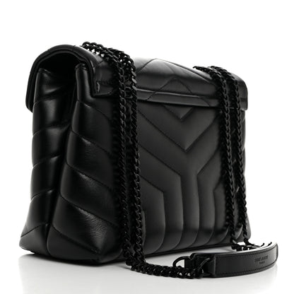 Saint Laurent Calfskin Y Quilted Monogram Monochrome Small Loulou Chain Satchel Black 2 of 10