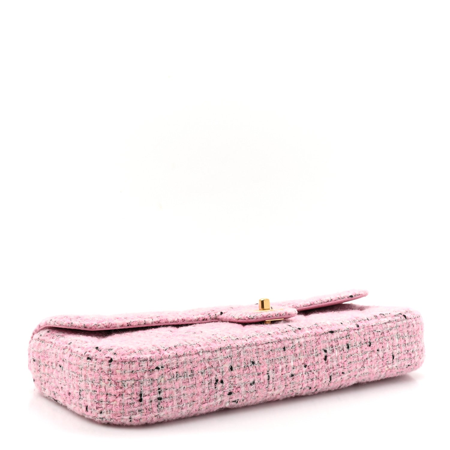 Chanel Tweed Large Top Handle Clutch With Chain Pink Black Ecru 4 of 10