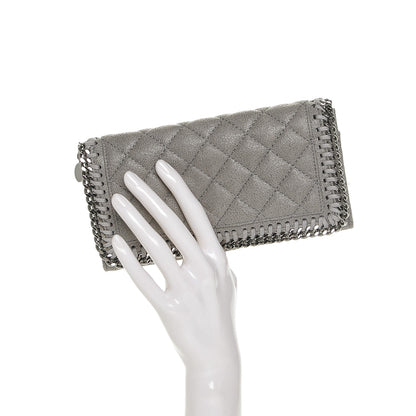 Stella McCartney Shaggy Deer Quilted Falabella Flap Wallet Grey 2 of 7