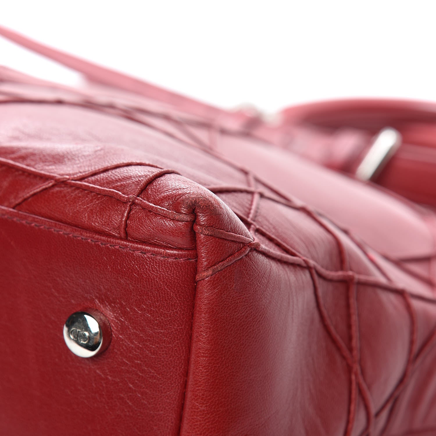 Christian Dior Lambskin Cannage Medium Granville Tote Red 17 of 19