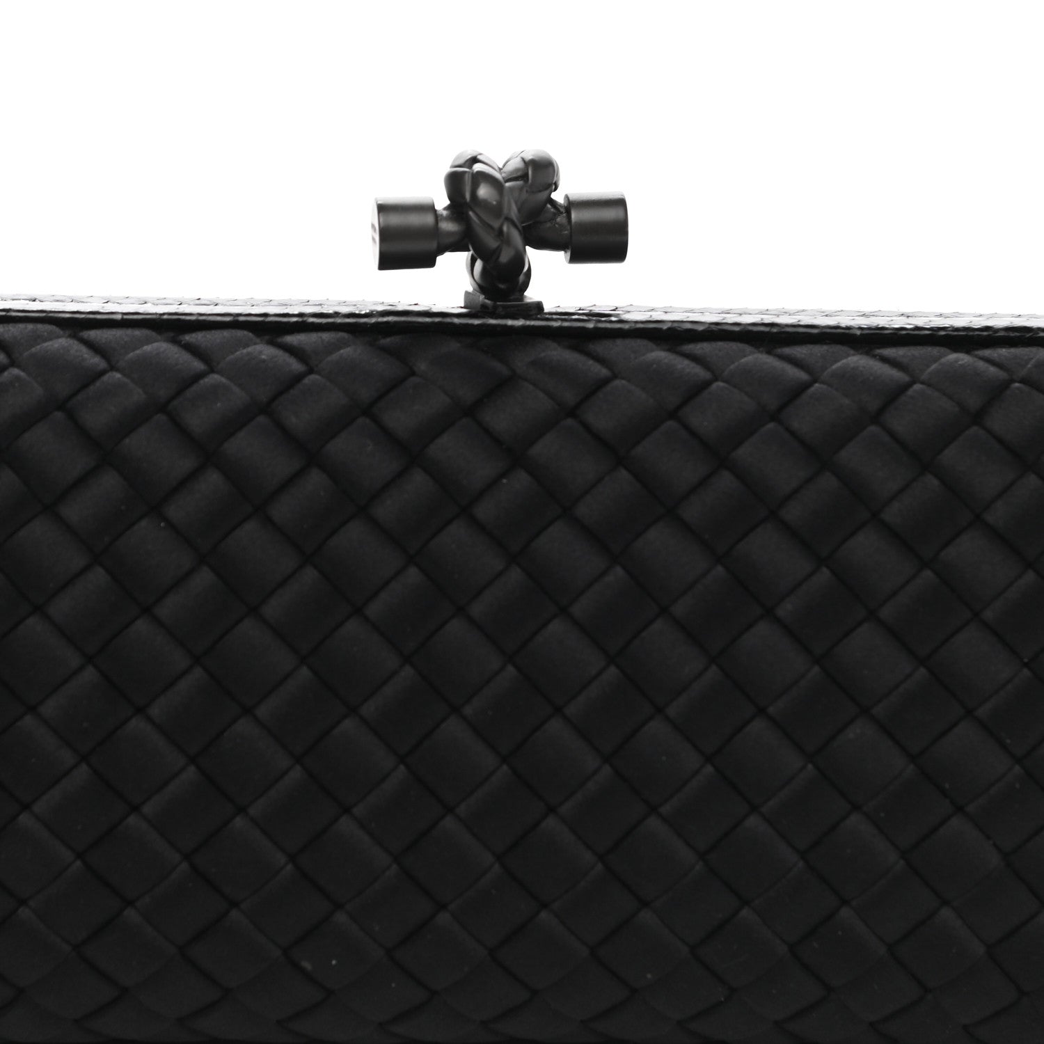 Bottega Veneta Satin Ayers Intreccio Impero Stretch Knot Clutch Black 7 of 11