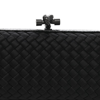 Bottega Veneta Satin Ayers Intreccio Impero Stretch Knot Clutch Black 7 of 11