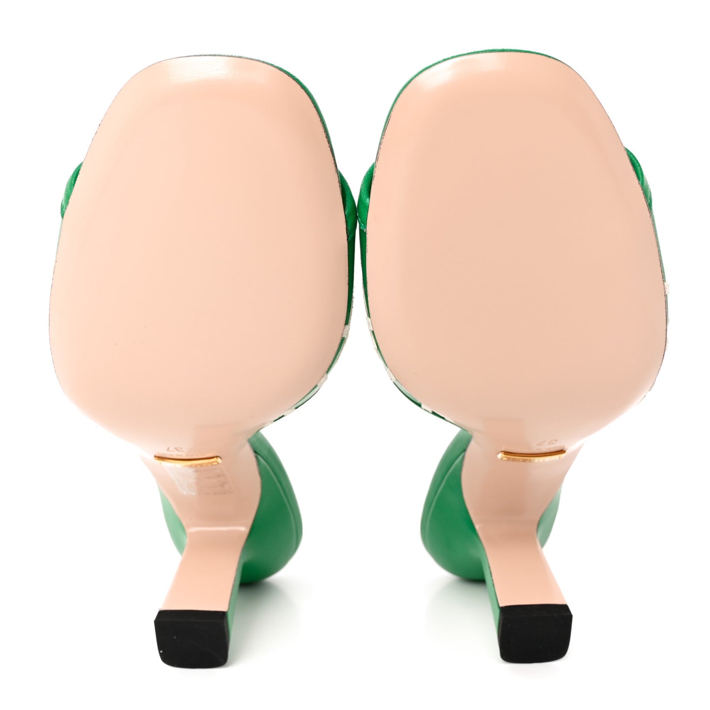 X ADIDAS Nappa Charlotte Suede Monogram Jumbo GG Trefoil 75mm Slide Sandals 37 New Shamarock Ivoire