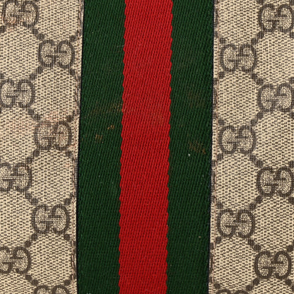 Gucci GG Supreme Monogram Textured Calfskin Web Medium Ophidia Shopping Tote Beige Ebony New Acero 11 of 15