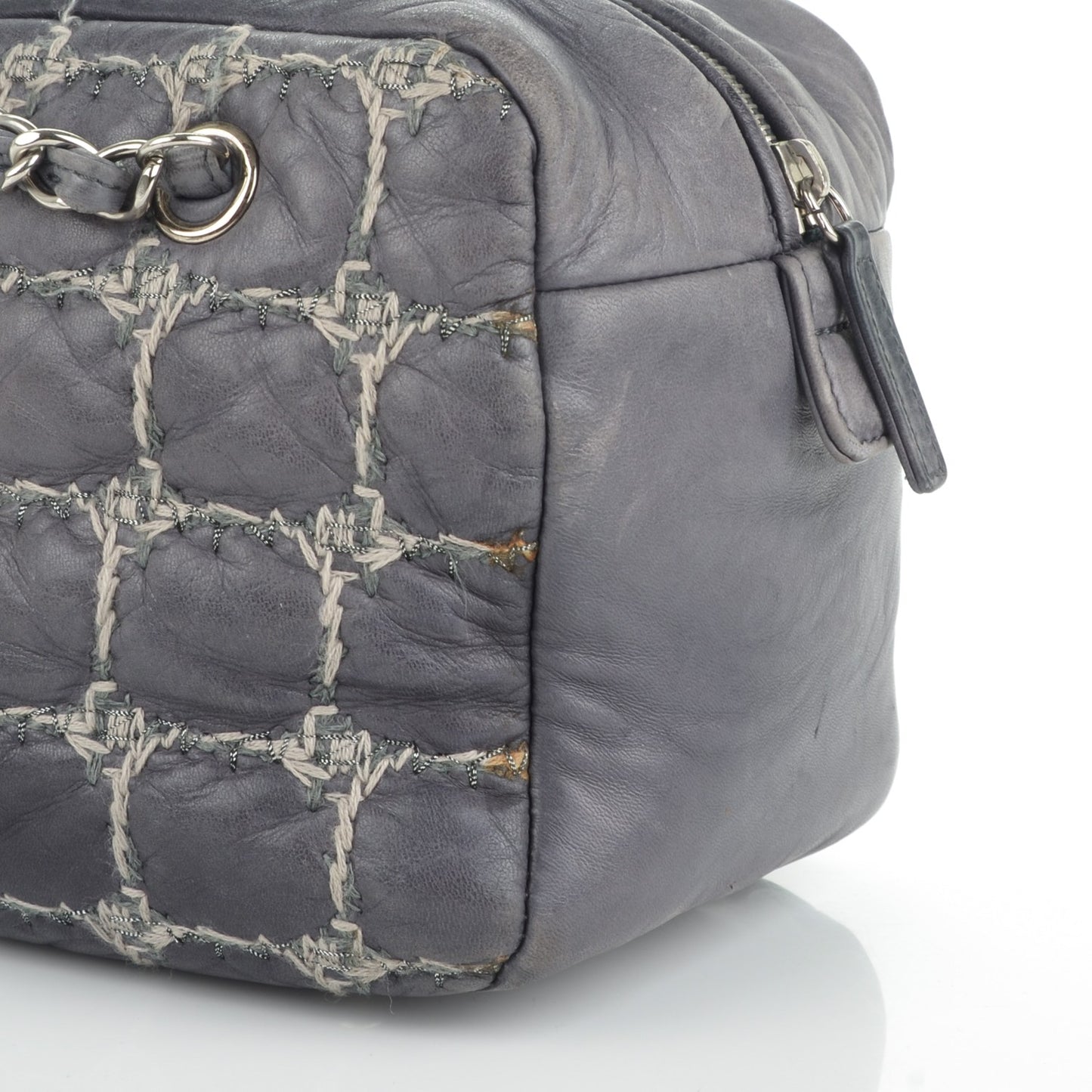 Lambskin Tweed Double Stitch Bowler Grey