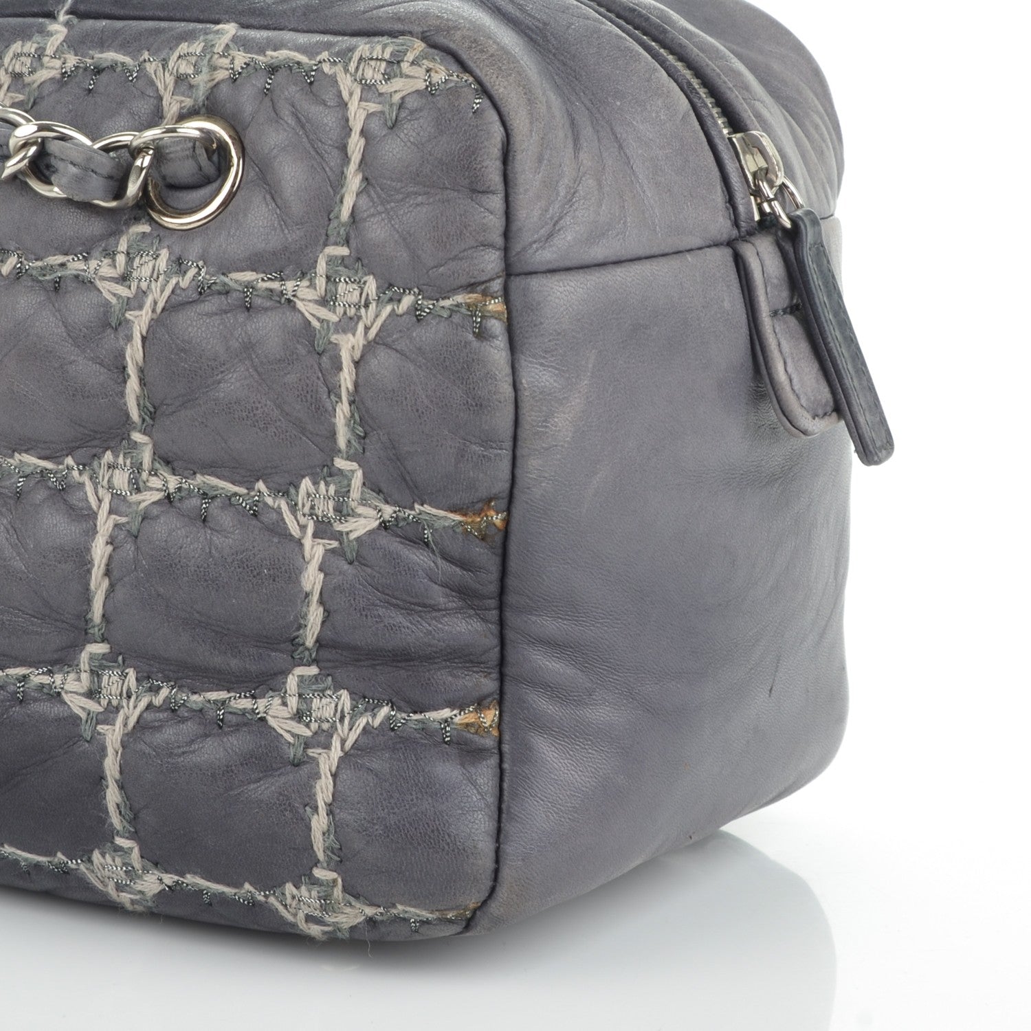 Chanel Lambskin Tweed Double Stitch Bowler Grey 5 of 10