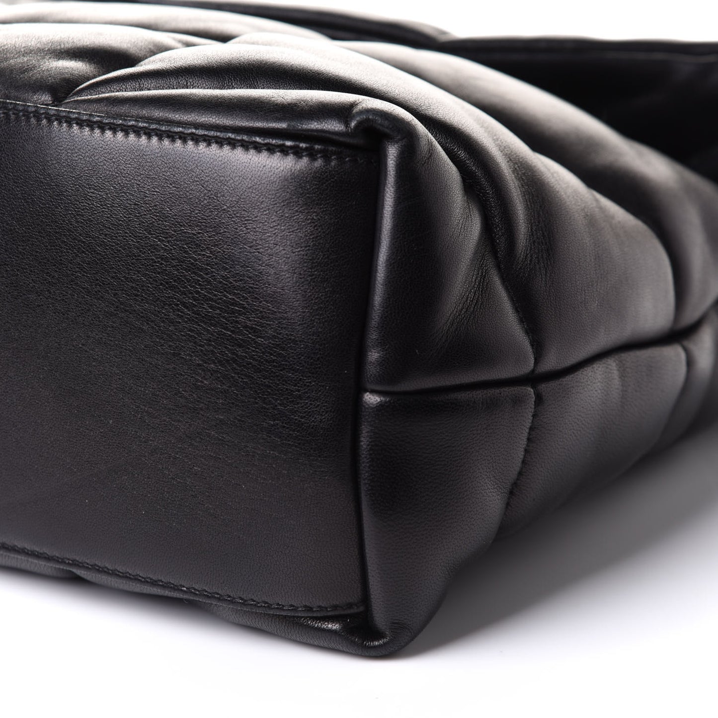 Calfskin Quilted Medium Loulou Puffer Monogram Chain Satchel Black