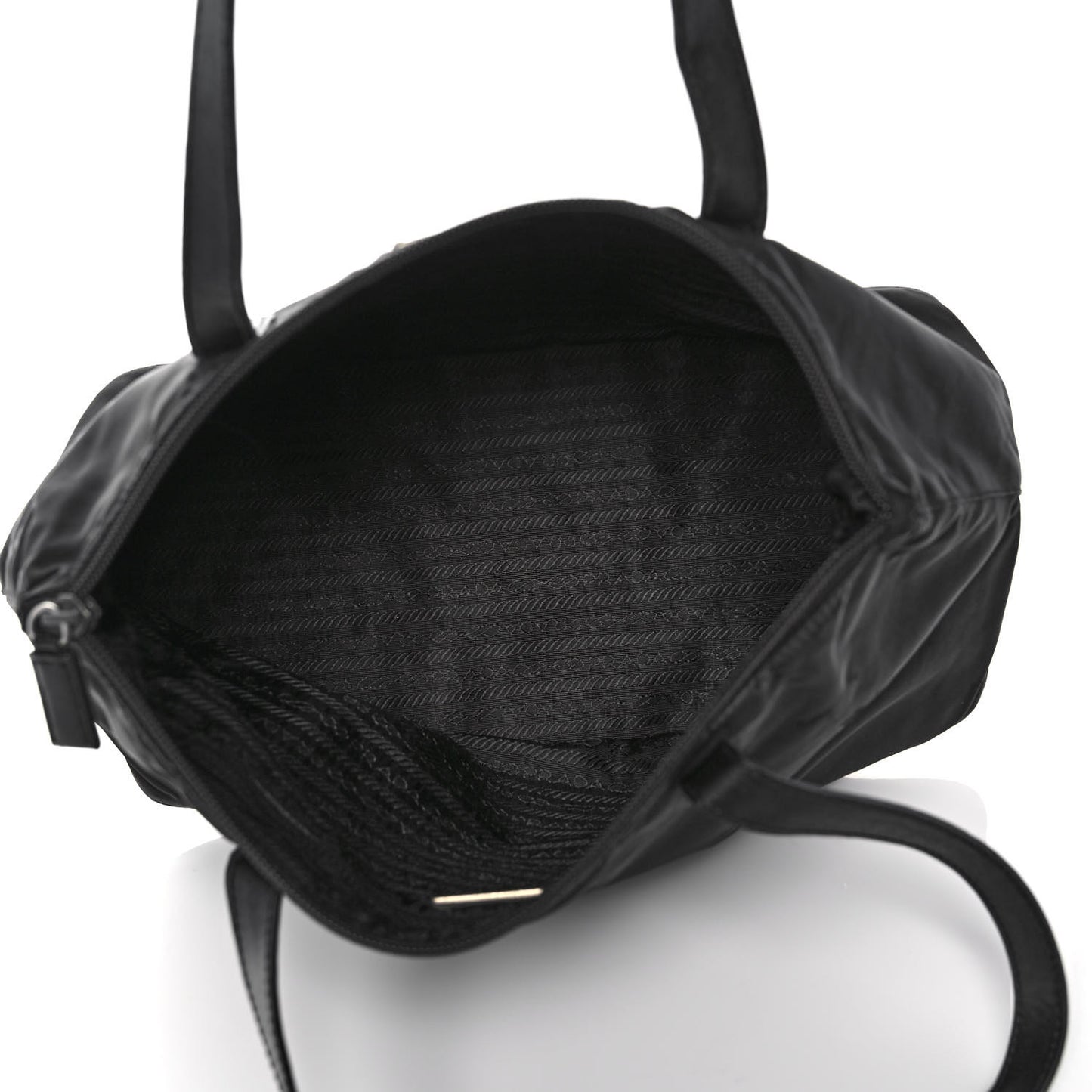 Tessuto Nylon Calfskin Shopping Tote Black