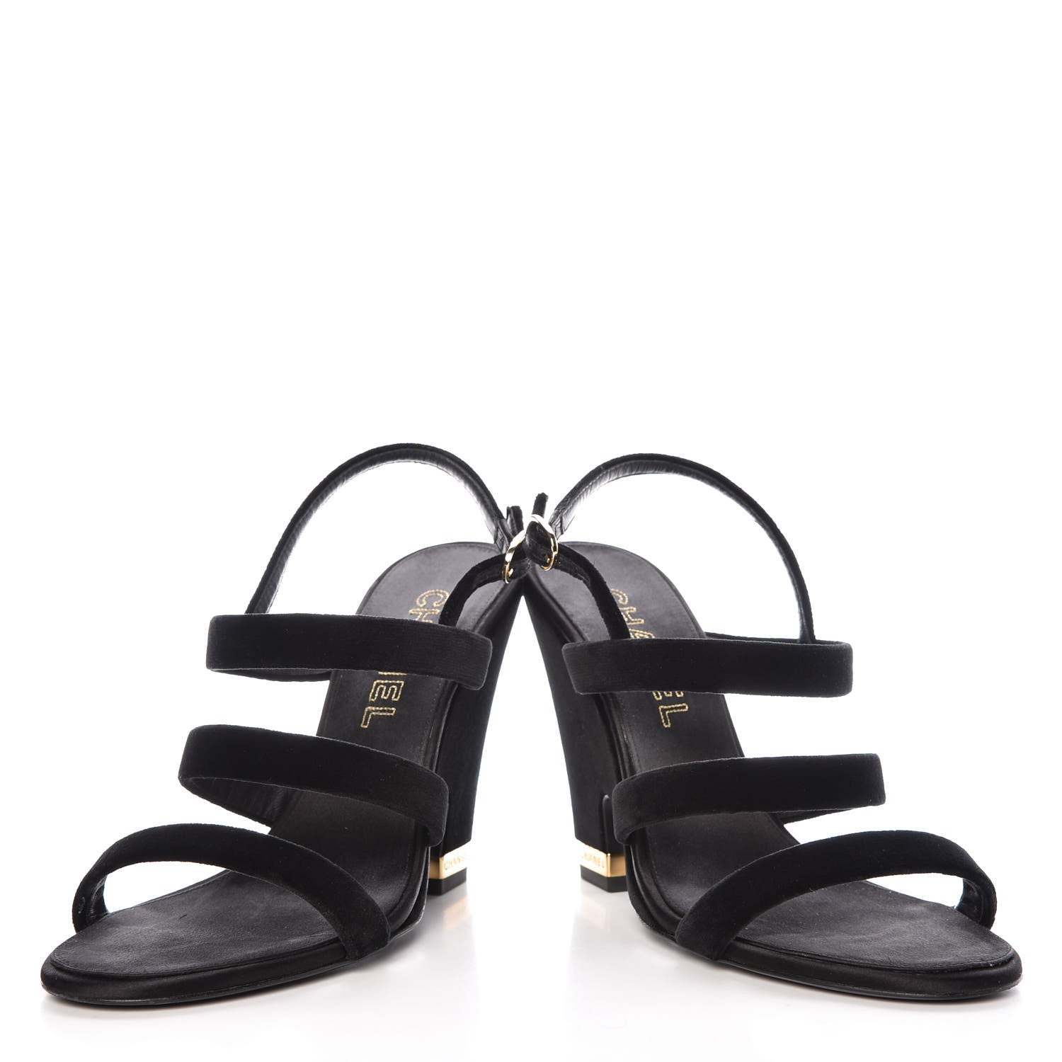 Chanel Velvet CC Sandals 41 Black 6 of 20