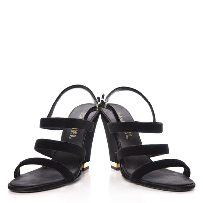 Chanel Velvet CC Sandals 41 Black 6 of 20