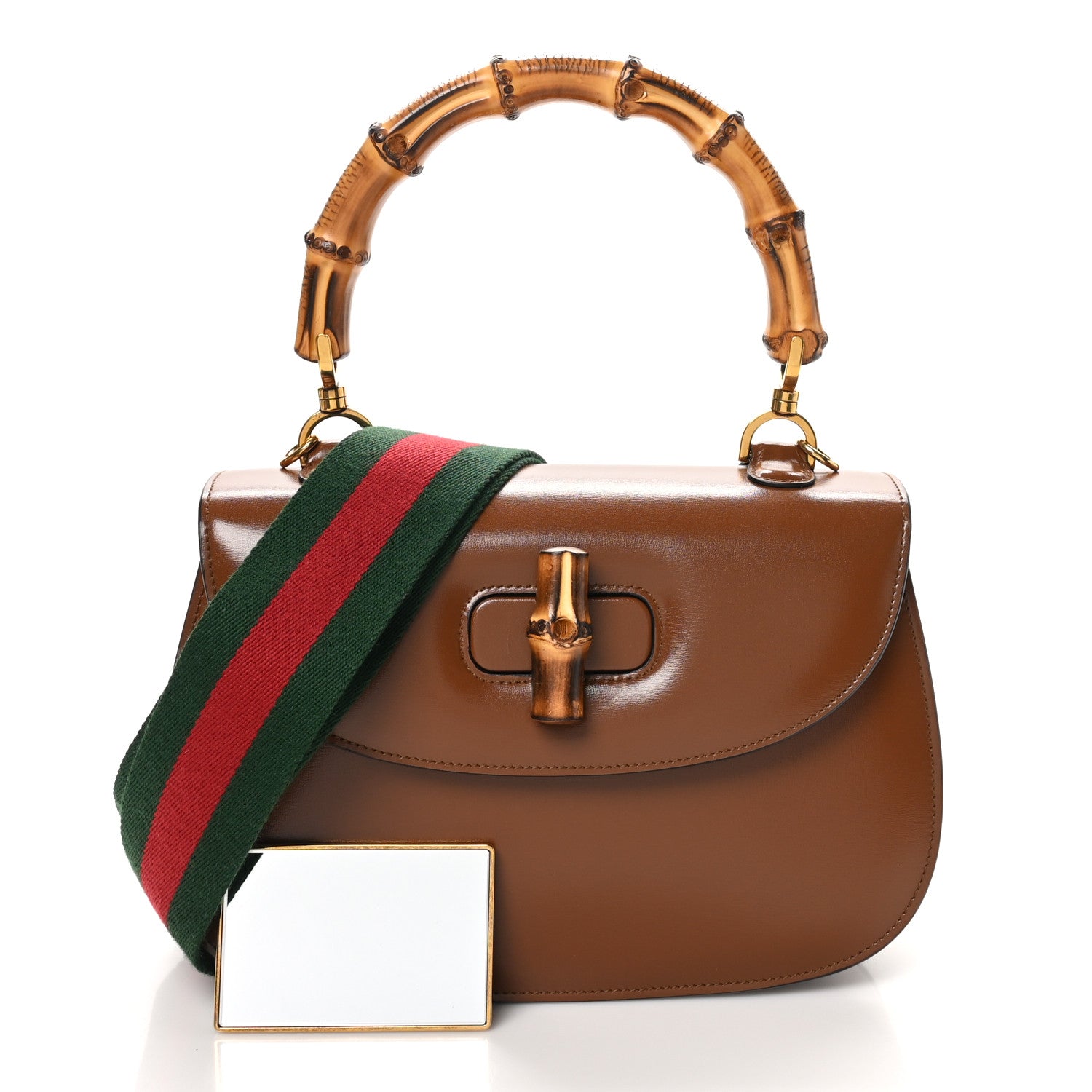 Gucci Boarded Dyana Lux Calfskin Web Medium Bamboo 1947 Top Handle Bag Brown 3 of 10