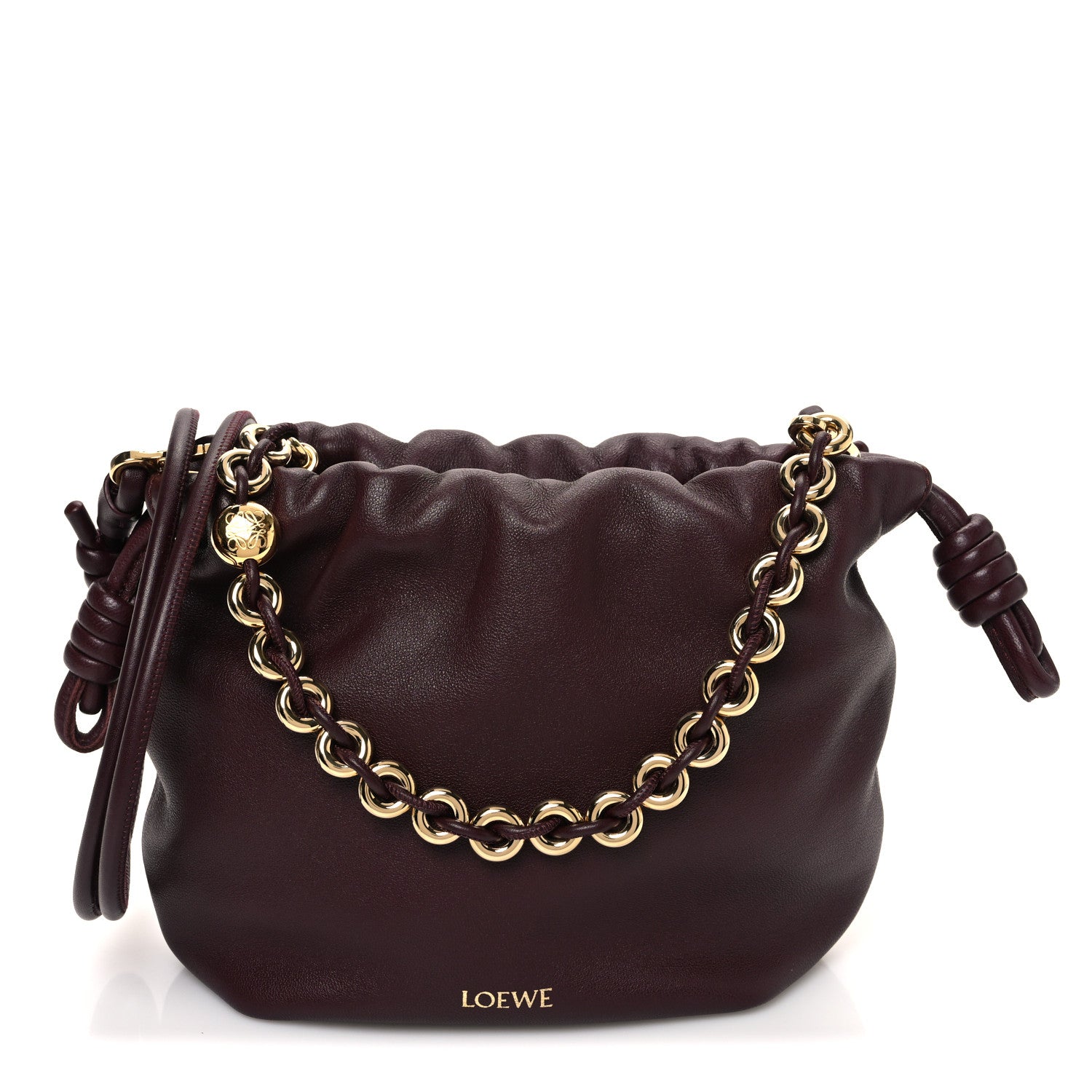 Loewe Mellow Nappa Donut Chain Mini Flamenco Knot Clutch Dark Burgundy 1 of 11