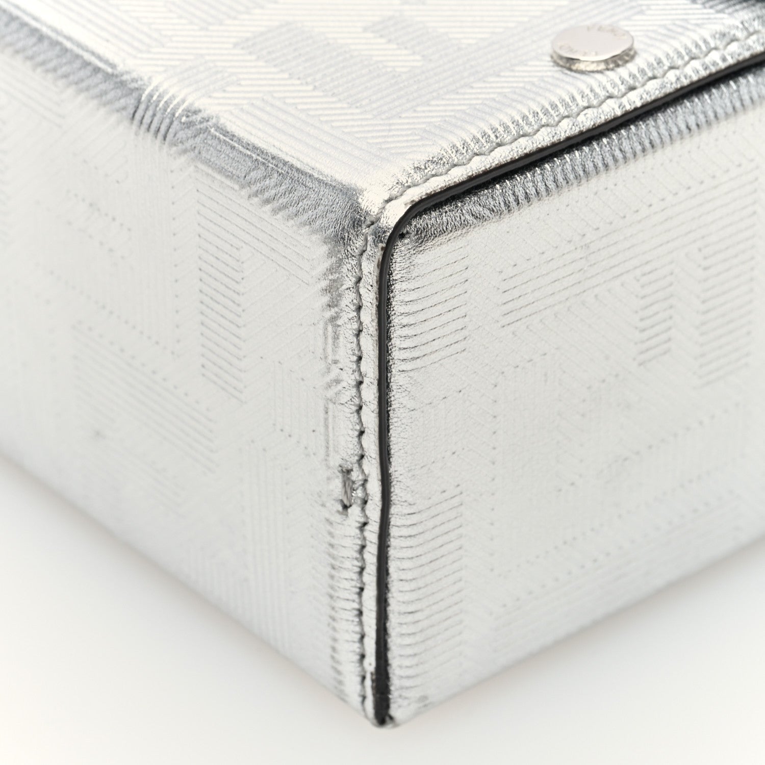 Fendi Vitello Catalan Mirror FF 1974 Baguette Soft Trunk Argento 9 of 9