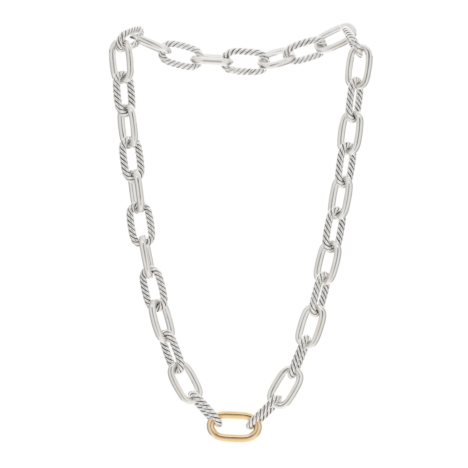 David Yurman Sterling Silver 18K Yellow Gold 11mm Madison Chain Necklace 2 of 3