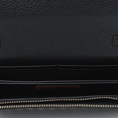 Valentino Garavani Pebbled Calfskin Rockstud Flap Wallet On Chain Black 4 of 4