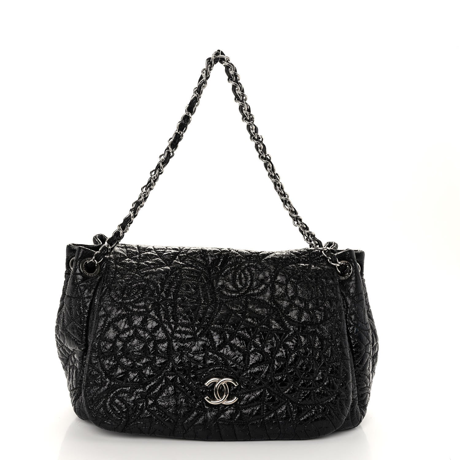 Chanel Vinyl Graphic Edge Accordion Flap Black 1 of 9