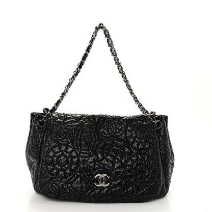 Chanel Vinyl Graphic Edge Accordion Flap Black 1 of 9