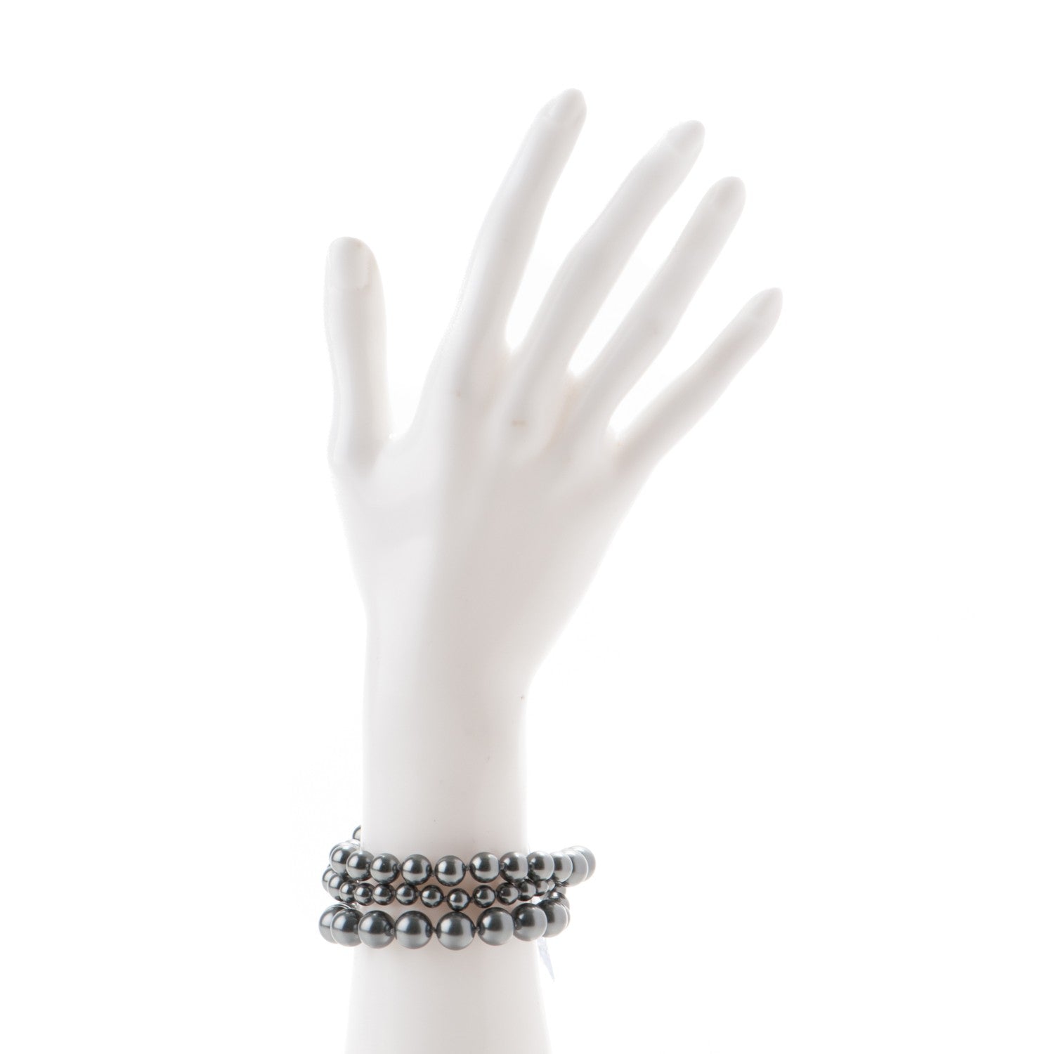 Chanel Pearl Bead CC Multistrand Bracelet Pearly Grey 2 of 5
