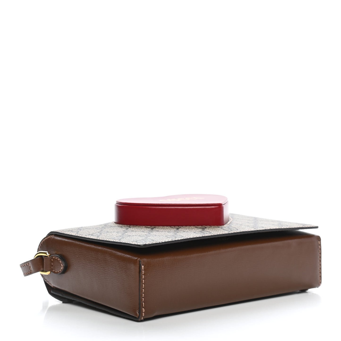 GG Supreme Monogram Script Logo Heart Crossbody Bag Beige Brown