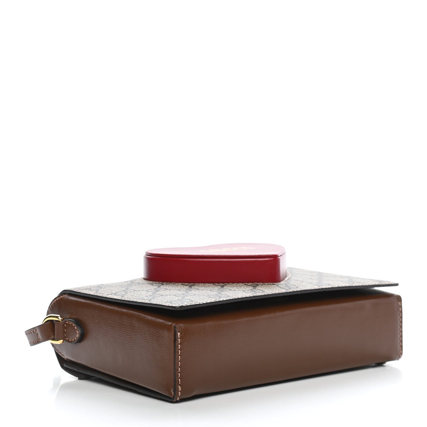 Gucci GG Supreme Monogram Script Logo Heart Crossbody Bag Beige Brown 4 of 9