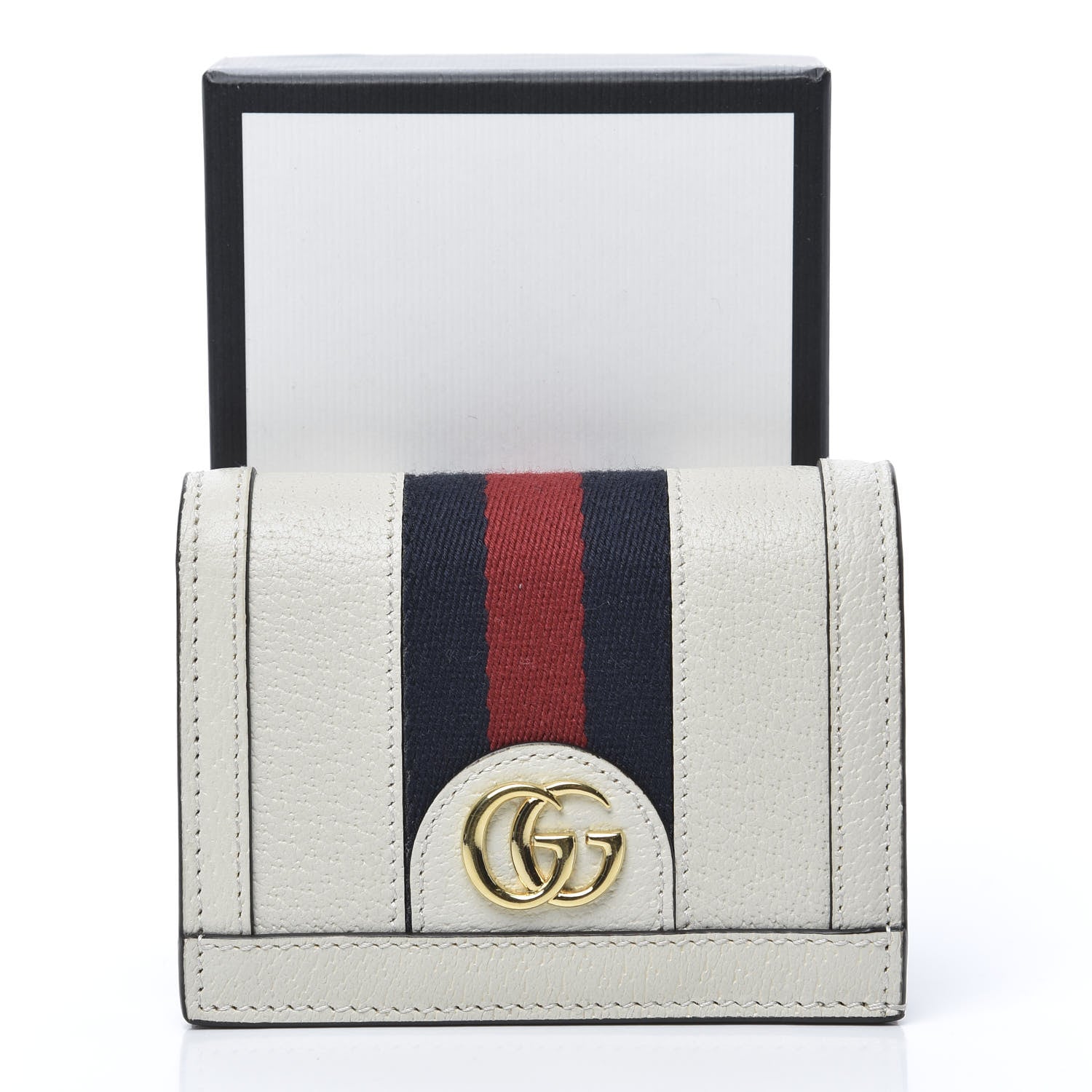 Gucci Textured Calfskin Web Ophidia Card Case Mystic White 8 of 8