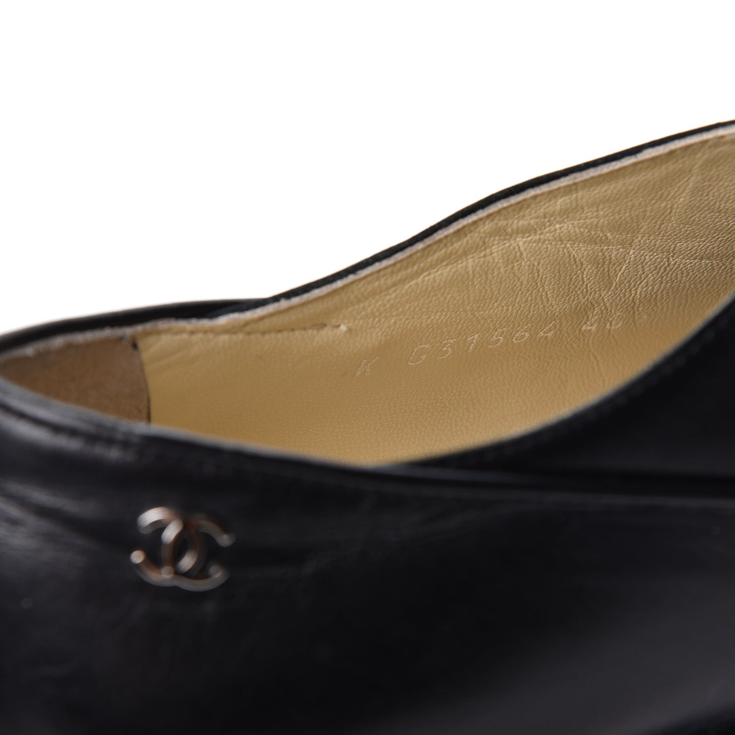 Patent Calfskin Lace Up Oxfords 40.5 Black