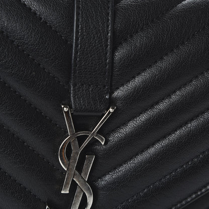 Saint Laurent Sheepskin Matelasse Chevron Monogram Medium College Bag Black 12 of 12