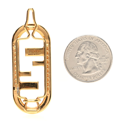 Fendi Metal Crystal Fendi O'Lock Hair Clip Gold 2 of 4