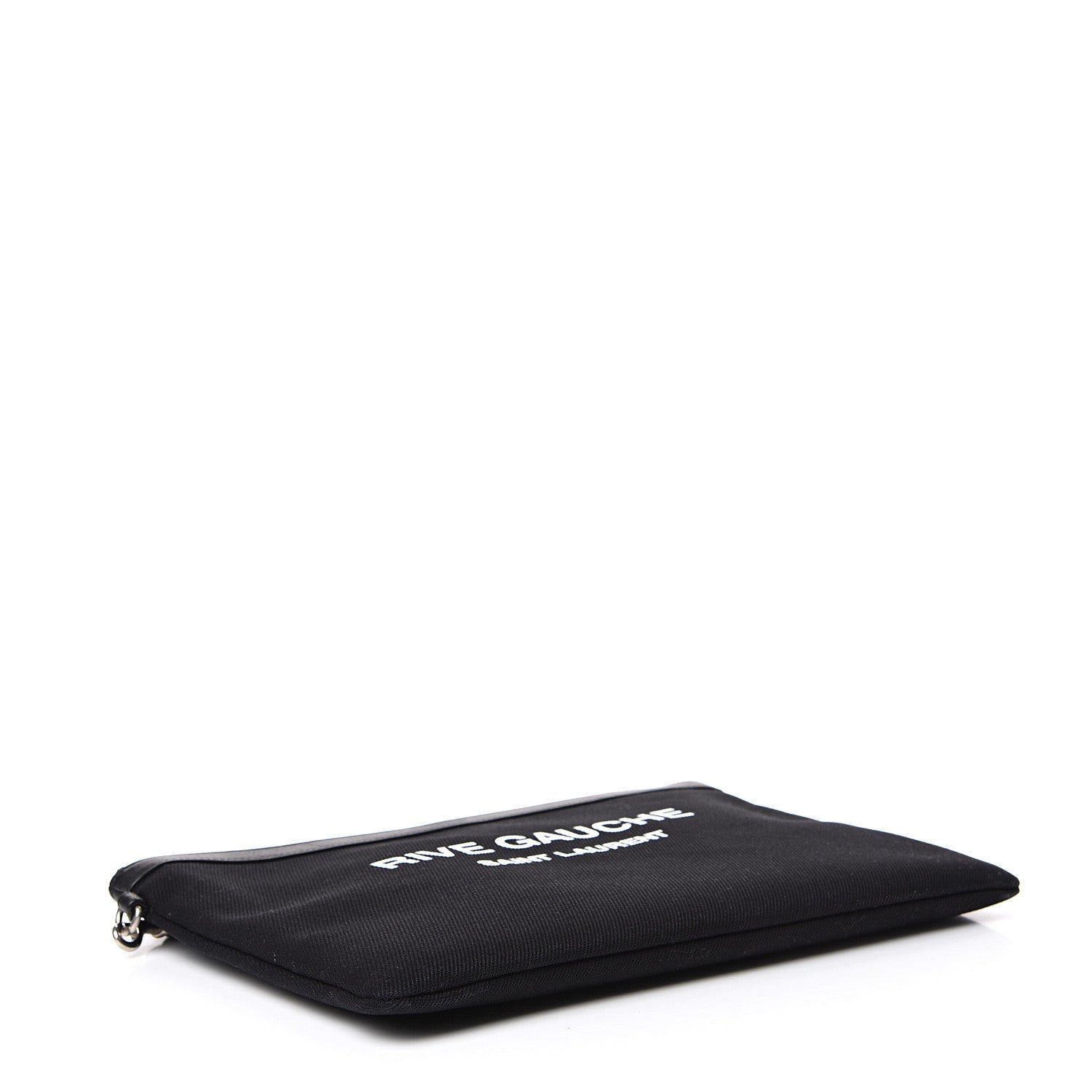 Saint Laurent Linen Canvas Rive Gouche Zipped Pouch Black 3 of 6