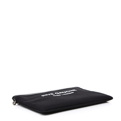 Saint Laurent Linen Canvas Rive Gouche Zipped Pouch Black 3 of 6