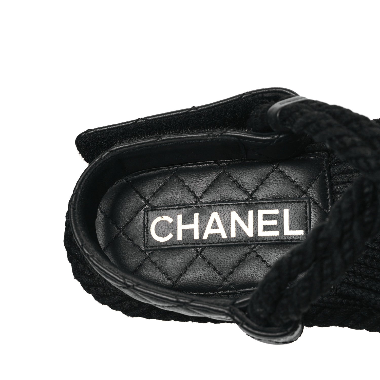 Chanel Cord Lambskin Quilted Logo Sandals 36 Black 7 of 8