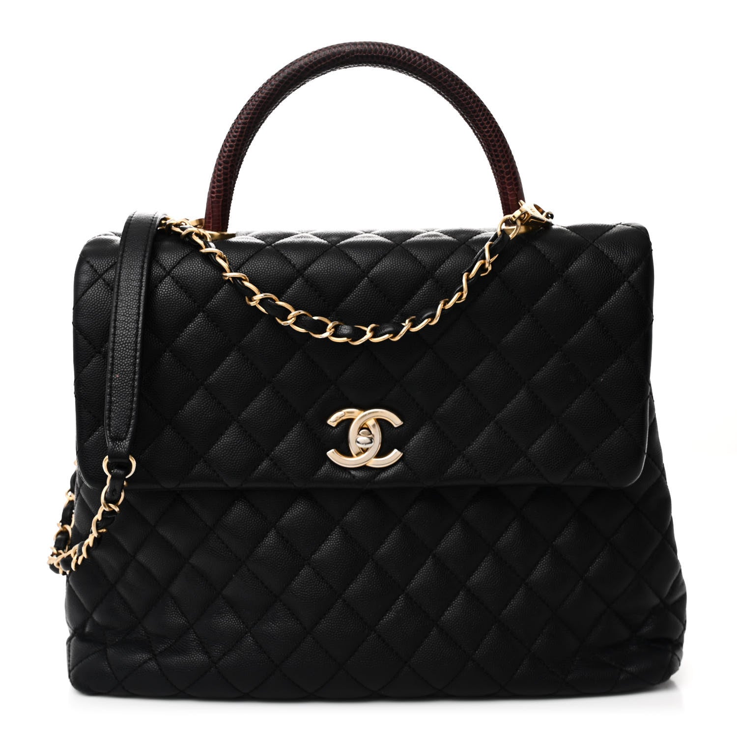 Chanel Caviar Lizard Quilted Large Coco Handle Flap Black 1 of 12