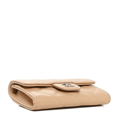 Chanel Caviar Quilted Flap Card Holder Wallet Beige 3 of 9
