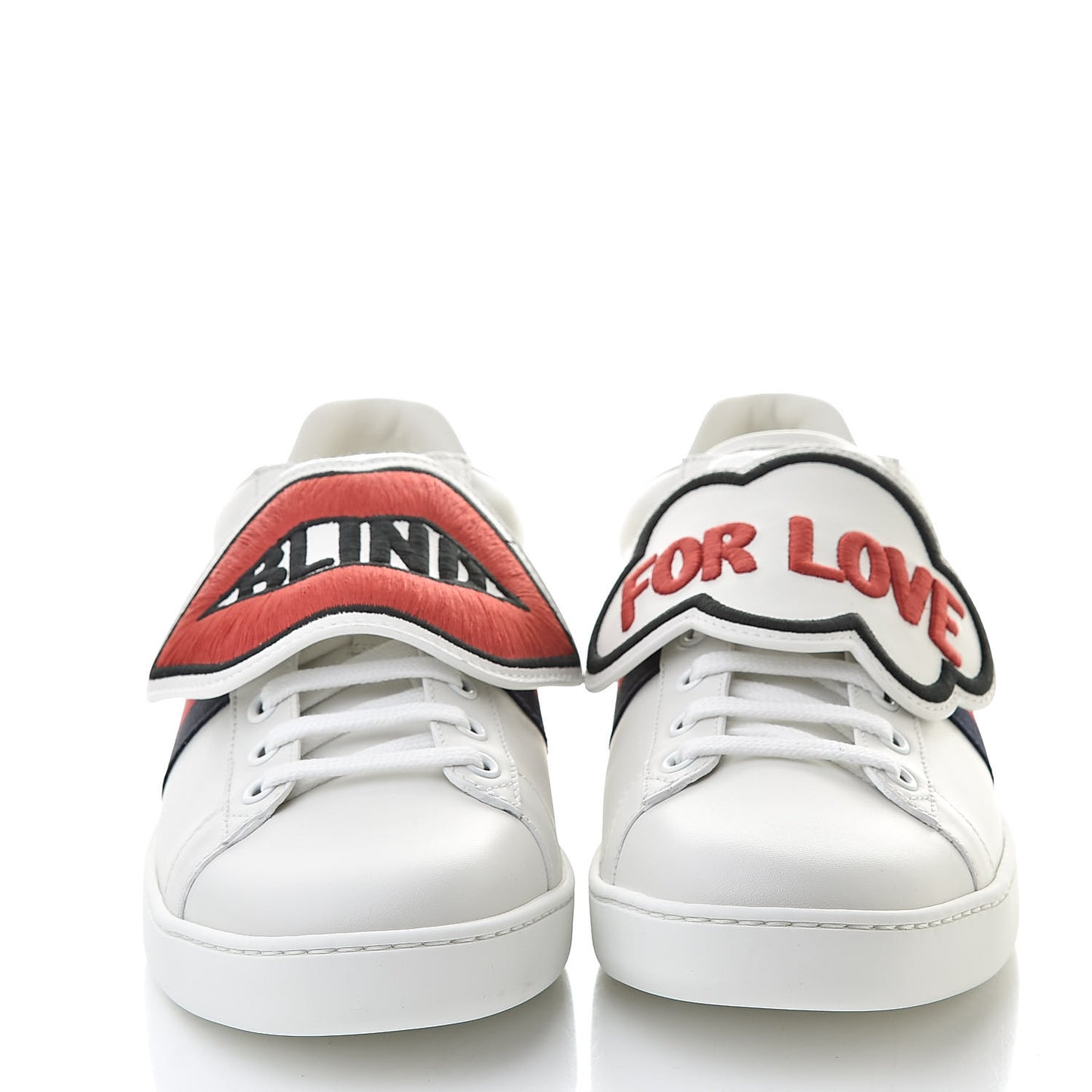 Calfskin Ayers Blind For Love Embroidered Womens Ace Sneakers 39.5 White