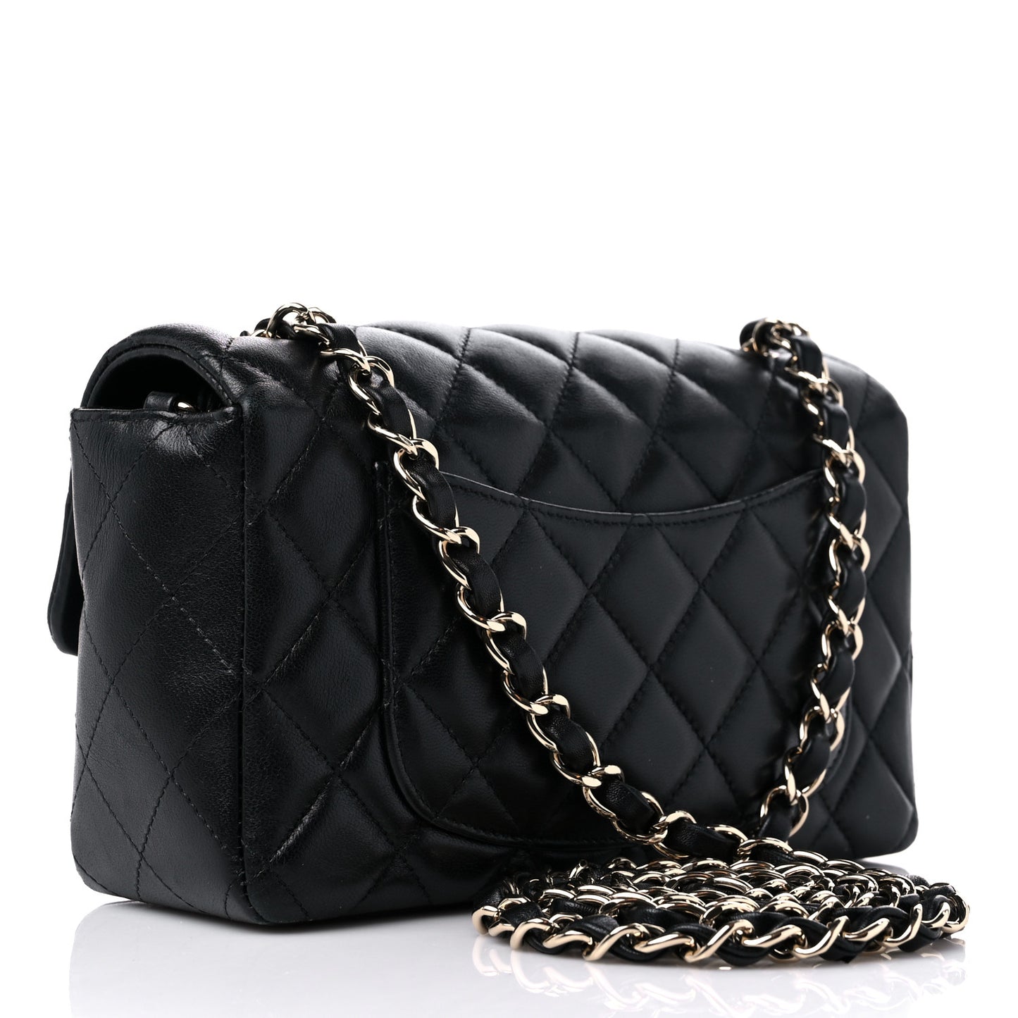 Lambskin Quilted Mini Rectangular Flap Black