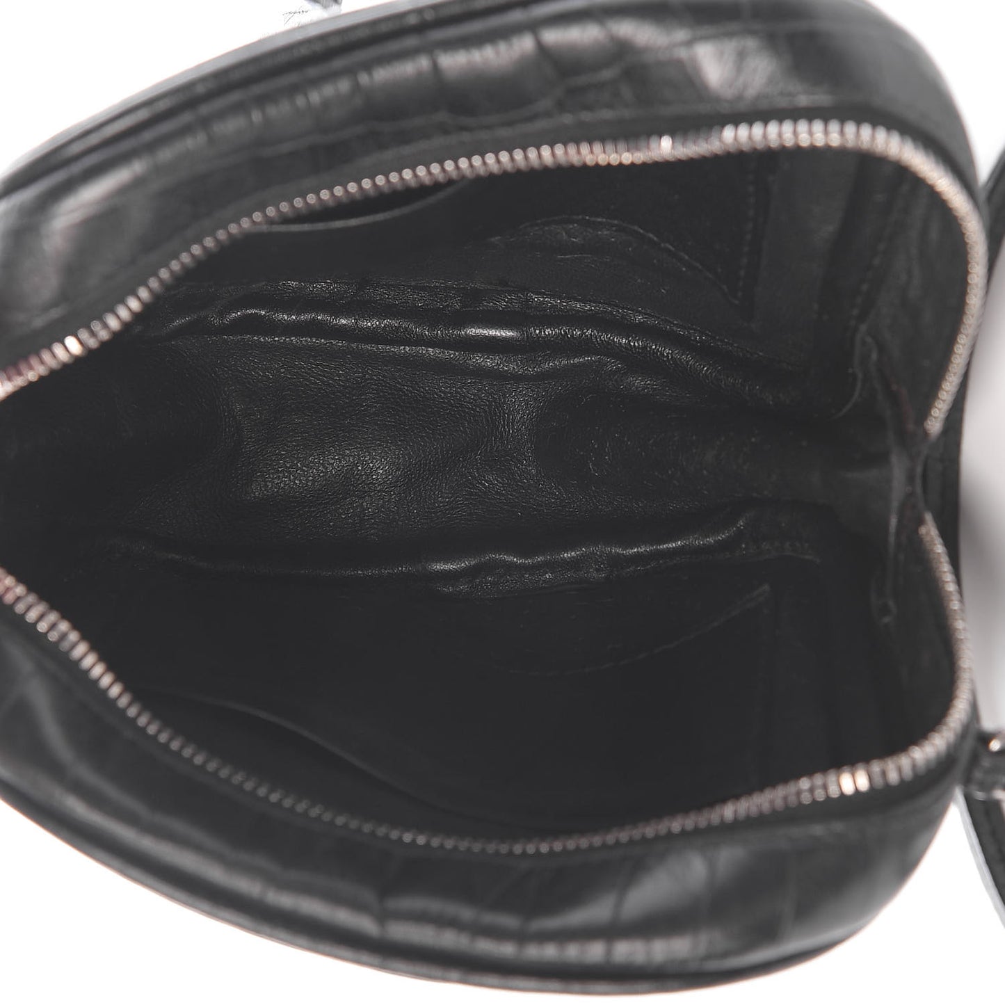 Calfskin Crocodile Embossed Monogram Blogger Bag Black