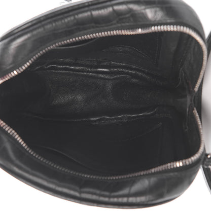 Saint Laurent Calfskin Crocodile Embossed Monogram Blogger Bag Black 4 of 11